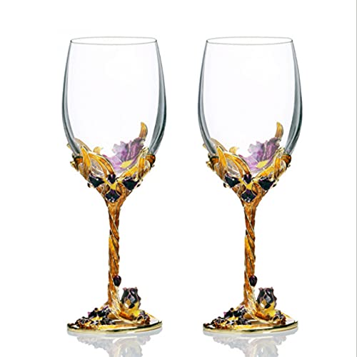 BERTY·PUYI Rotweinglas Emaille Handwerk Bemaltes Weinglas Klare mundgeblasene Kristallglasschale Zarte Sammlung Zuhause Geschenke-2pcs BERTY·PUYI Rotweinglas Emaille Handwerk Bemaltes Weinglas Klare mundgeblasene Kristallglasschale Zarte Sammlung Zuhause Geschenke-2pcs von BERTY·PUYI
