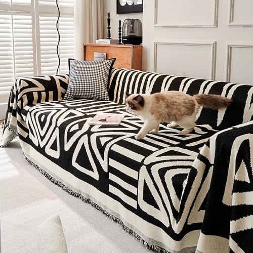 BERULL Geometry Line Chenille Sofabezug Nordischer Quasten Überwurf Decke Für Alle, Jahreszeiten Weicher Komfort Staub Kratzschutz Sofa Decke Teppich,Schwarz,70.8 * 110.2in BERULL Geometry Line Chenille Sofabezug Nordischer Quasten Überwurf Decke Für Alle, Jahreszeiten Weicher Komfort Staub Kratzschutz Sofa Decke Teppich,Schwarz,70.8 * 110.2in von BERULL