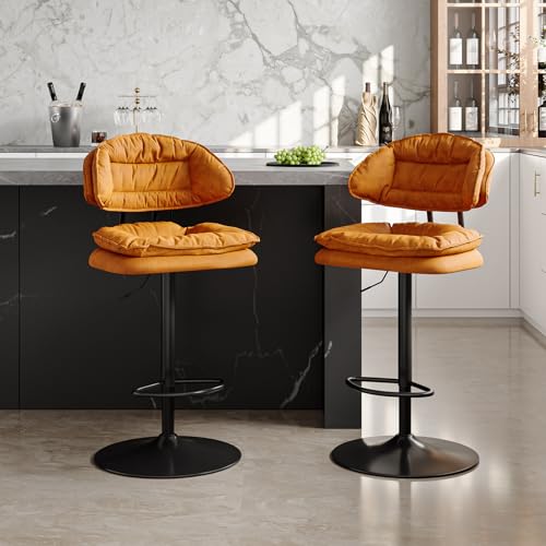 BERYTH Barhocker 2er Set, Barstuhl Küchenhocker Gepolsterte Barhocker mit Rückenlehne und Fußstütze, 360° Drehstuhl Küchenstuhl für Bar Küche Theke Restaurant Café BERYTH Barhocker 2er Set, Barstuhl Küchenhocker Gepolsterte Barhocker mit Rückenlehne und Fußstütze, 360° Drehstuhl Küchenstuhl für Bar Küche Theke Restaurant Café von BERYTH