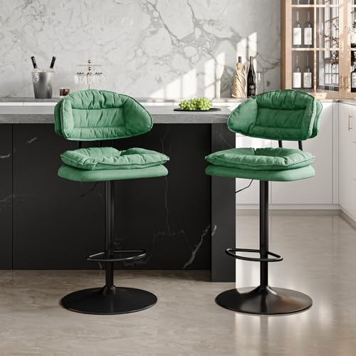 BERYTH Barhocker 2er Set, Barstuhl Küchenhocker Gepolsterte Barhocker mit Rückenlehne und Fußstütze, 360° Drehstuhl Küchenstuhl für Bar Küche Theke Restaurant Café BERYTH Barhocker 2er Set, Barstuhl Küchenhocker Gepolsterte Barhocker mit Rückenlehne und Fußstütze, 360° Drehstuhl Küchenstuhl für Bar Küche Theke Restaurant Café von BERYTH