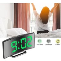 Digitaler Wecker Mit Gebogenem Led-Display, Spiegel Und Nachttischuhr Dd-1209 von BES