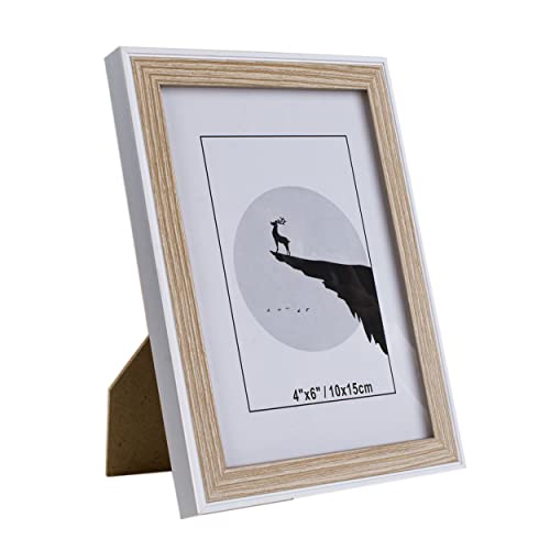 Dekorativer Fotorahmen aus Holz, 10 x 15 cm, mit Standfuß (weißes Holz, 10 x 15 cm) von BESCH
