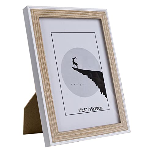 Dekorativer Fotorahmen aus Holz, 15 x 20 cm, mit Standfuß (weißes Holz, 15 x 8 Zoll) von BESCH