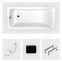 Rechteckige Badewanne - 140 x 70 cm - ohne Verkleidung - mit Füßen - Kopfstütze - Chromablauf - OPTIMA von BESCO