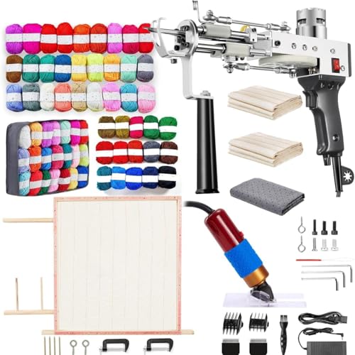 BESGEER Rug Tufting Gun Starter Kit with Frame with Carpet Trimmer, Tufting Kit Complete Tufting Kit, Pile Weave Gun Kit with Carpet Trimmer and Blue Carving Frame (Black) von BESGEER