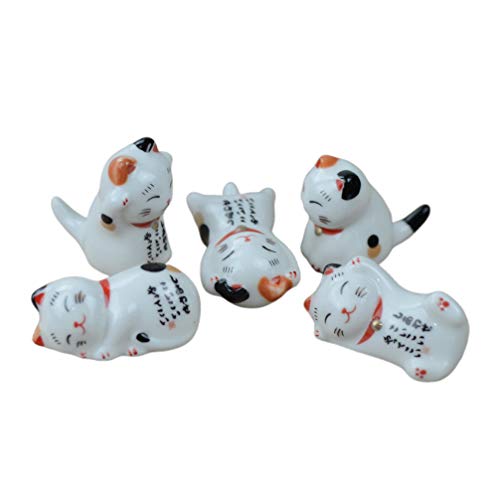 5St. Stäbchenhalter Essstäbchen Halter Keramik Glückliche Katze Figur Statue Ornament Stäbchen Halter Esslöffel Ständer für Zuhause Restaurant Geburtstag Ostern Party Tischdeko von BESPORTBLE