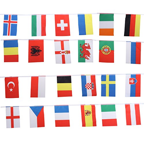 BESPORTBLE 1 Saite 24 Europapokalfahne Schraubgasflasche Wimpel der Welt ktv länderflaggen inneneinrichtung Dekor 24-Länder-Flaggenbanner -Flaggen-Banner Mannschaft String-Flag das Schild von BESPORTBLE