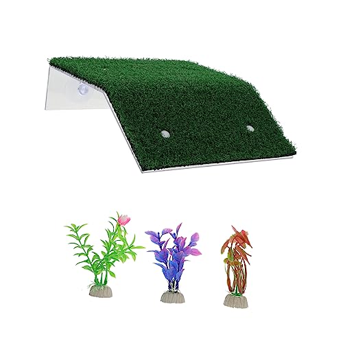 BESPORTBLE Sonnenplattform-Set für Schildkröten Großes Kunstgras 4-teiliges Kletterplattform-Set für Reptilien für Schildkröten und Als Aquarium-Dekoration von BESPORTBLE