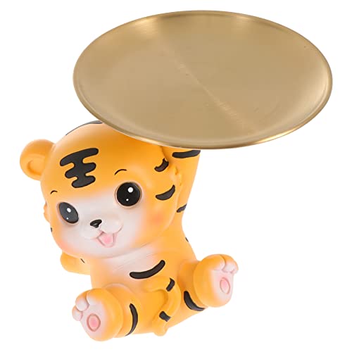 BESPORTBLE 1 Satz Tiger Tablett Desktop-tablett Für Den Haushalt Kommode Tablett Organizer Ornament Schlüsselablage Süße Skulptur Figur Statue Miniatur Ablagefach Tablettgestell Schmuck Harz von BESPORTBLE
