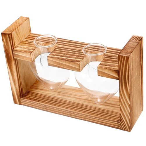 BESPORTBLE 1 Set Transparente Vase Mit Holzrahmen Töpfe Für Pflanzen Vasen Terrarium Dekoration Töpfe Für Zimmerpflanzen Blumentopf Pflanzentöpfe Wasservase Für Den Innenbereich von BESPORTBLE