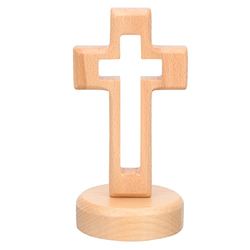 BESPORTBLE 1 Setze Heilige Stehende Holzkreuz Cross Tisch Altar Kreuz Vintage Katholische Jesus Kreuz mit Basis Christlicher Kreuzskulptur für Religiöse Heimdekoration Khaki von BESPORTBLE