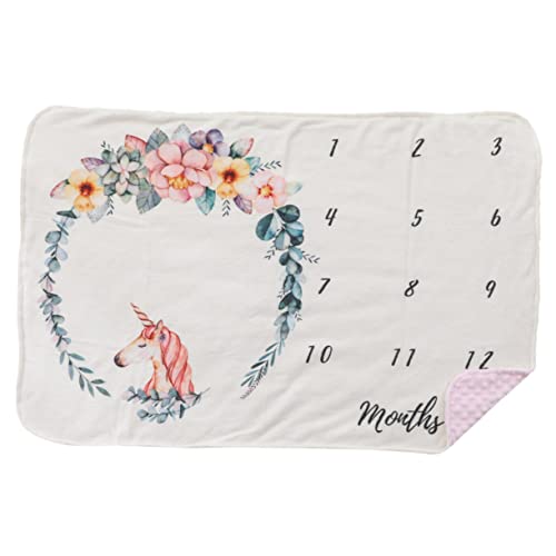 BESPORTBLE 1 Stück Babydecke Fleece für Neugeborene Monatliche Fotodecke mit Cartoon Muster Erinnerungsdecke Vielseitige Verwendung als Kinderwagenbezug und Stilldecke von BESPORTBLE