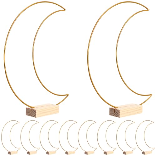 BESPORTBLE 10-Pack Gold Floral Hoop Rings with Wooden Bases - 25cm DIY Wedding Table Centerpieces for Flowers, Candles & Decor von BESPORTBLE