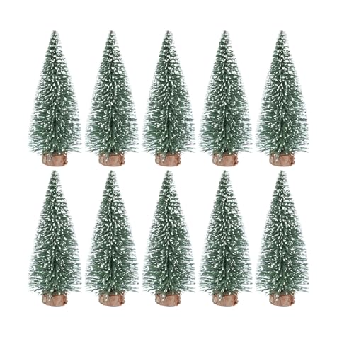 BESPORTBLE 10er Pack Mini Weihnachtsbaum Dekor Ornamente mit schneebedeckten Kiefern DIY Tisch Desktop Dekoration für Zuhause Shop - 10cm von BESPORTBLE