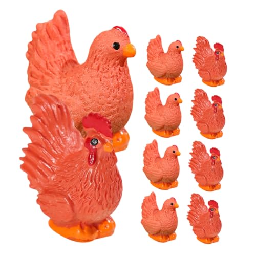 BESPORTBLE 12 Stück Teiliges Mini gartenfiguren Resin mit Hahn und Huhn Kompakte Miniatur hühner für Dekorative kleine landschaften Vielseitige Gartendekoration für Innen und Außen von BESPORTBLE