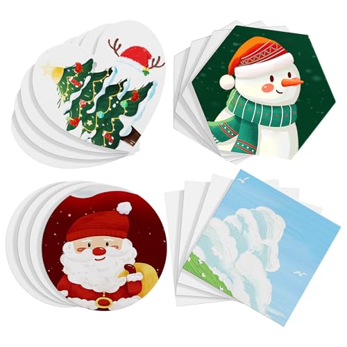BESPORTBLE 16 Magnetische Leinwandtafeln zum Malen, Diy-set mit Magnetischen Malleinwänden, Kleine Leere Leinwände Zur Kühlschrankdekoration, 2,95 X 2,95 Zoll, 16 Stück von BESPORTBLE