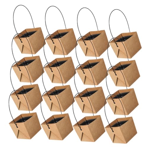 BESPORTBLE 16 Sätze Teiliges Mini Blumentopf Quadratisch mit Ablaufloch Kraftpapier Blumentopf Kleine Pflanzgefäße für Sukkulenten Dekorativ für Schreibtisch Ablage Büro von BESPORTBLE