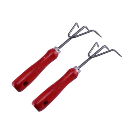 BESPORTBLE 2 STK DREI-Zahn-Rechen DREI-Klauen-Rechen Gartenrechen klein Gartenrechen für Kinder Handrechen für Blätter Garten Rechen Metall Handkultivator Gartenrechenhand Mini Schaufel Eisen von BESPORTBLE