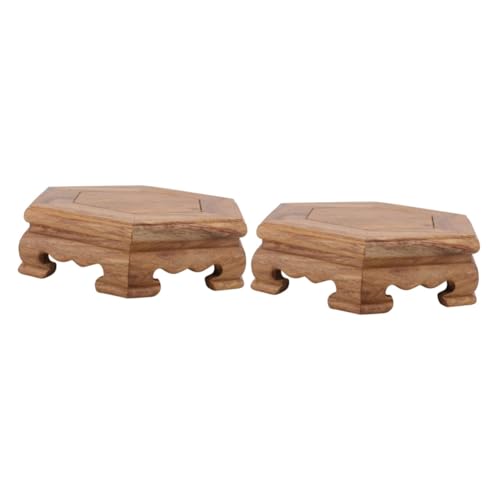 BESPORTBLE 2 Stck. Sechseckiger Holzsockel aus Langlebigem Hartholz Dekorative Runde Basis für Vase Pflanztopf Kristallkugel Handgefertigter Artware Pedestal Stilvolle Wohnraumdekoration von BESPORTBLE