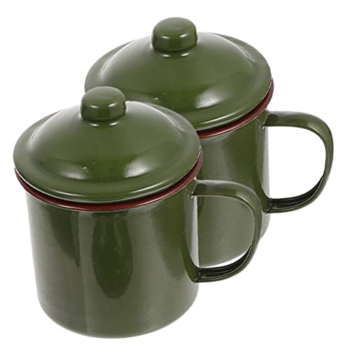 BESPORTBLE 2 Stück Emaille-Becher Milchbecher Große Kaffeetassen Espresso-Glasbecher Tassen 6Er-Set Emaille-Kaffeetassen Blechbecher Grün Kinder-Wasserbecher – Wasserbecher Für von BESPORTBLE
