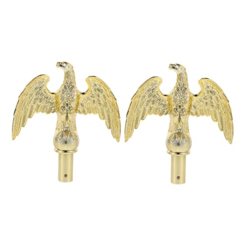 BESPORTBLE 2 Stück Goldener Adler-flaggenmastaufsatz Wetterfest Kunststoff Stabiler Garten-fahnenmast Ersatz Einfache Sicherer Halt bei Starkem Wind Dekoratives -top für Außenbereich von BESPORTBLE