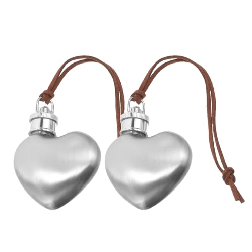 BESPORTBLE 2 Stück Herzförmiges Mini-Design Aus Edelstahl Mit Ring-Whiskykolben Für Outdoor-Camping 1-Unzen-Herz-Flachmann-Weinbehälter von BESPORTBLE