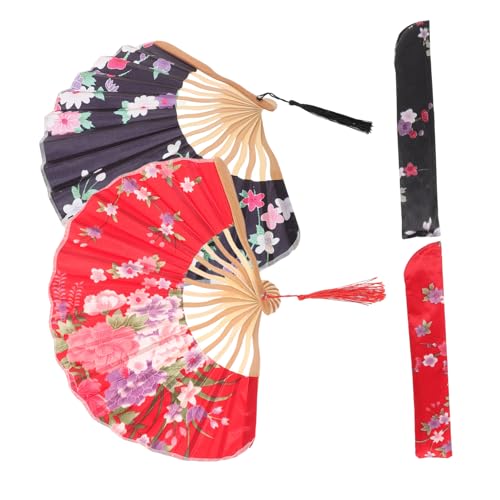 BESPORTBLE 2 Stück Japanische Faltfächer Satin mit S Knochen Design Handfächer für Frauen Hochzeiten und Täglichen Gebrauch Rot und Schwarz Eleganter Stil BESPORTBLE 2 Stück Japanische Faltfächer Satin mit S Knochen Design Handfächer für Frauen Hochzeiten und Täglichen Gebrauch Rot und Schwarz Eleganter Stil von BESPORTBLE