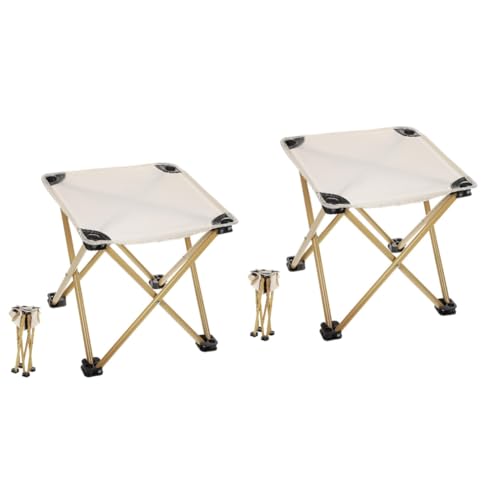 BESPORTBLE 2 Stück Outdoor-hocker Tragbarer Stuhl Campingstuhl-fußhocker Beheizter Campingstuhl Zelt Doppelter Campingstuhl Mit Baldachin Picknick-hocker Tragbarer Sitz Beige Kohlenstoffstahl von BESPORTBLE