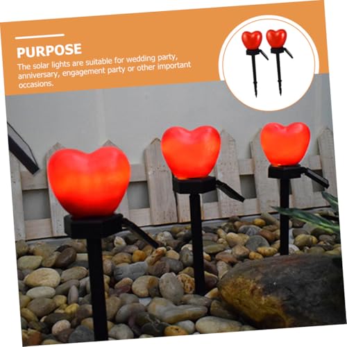 BESPORTBLE 2 Stück Solar Außen Solarleuchten Garten Wegbeleuchtung Herzförmig Energiesparend Romantische Solarleuchten für Terrasse von BESPORTBLE