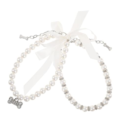 BESPORTBLE 2 Stück Teiliges Haustierhalsband mit Verstellbarem Schleifen-perlen-Design und Knochenanhänger Komfortable Schmuckkette für Kleine Hunde und Katzen für Alltag Feiern und BESPORTBLE 2 Stück Teiliges Haustierhalsband mit Verstellbarem Schleifen-perlen-Design und Knochenanhänger Komfortable Schmuckkette für Kleine Hunde und Katzen für Alltag Feiern und von BESPORTBLE