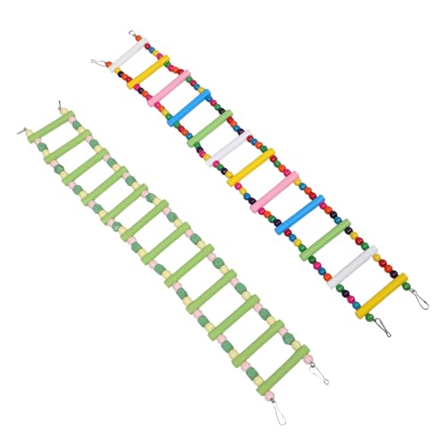 BESPORTBLE 2 Stück Teiliges Vogelleiter Holzspielzeug mit Schaukelfunktion Ungiftig Kombinierte Kletter Sitzstange für Papageien Wellensittiche Nymphensittiche Farbenfrohe Macaron-Farben von BESPORTBLE