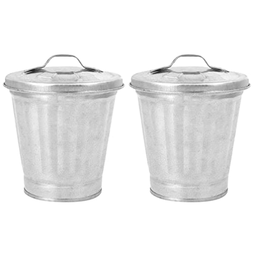 BESPORTBLE 2 Stück kleiner verzinkter Mülleimer mit Deckel, Mehrzweck-Aufbewahrungseimer, Papierkorb für Schreibtisch, Silber BESPORTBLE 2 Stück kleiner verzinkter Mülleimer mit Deckel, Mehrzweck-Aufbewahrungseimer, Papierkorb für Schreibtisch, Silber von BESPORTBLE