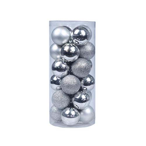 BESPORTBLE 24er Pack Weihnachtskugeln Ornamente Dekoration für Baumhaus Indoor Outdoor Hängekugeln 6cm silber von BESPORTBLE