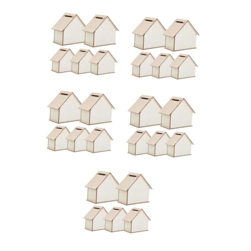 BESPORTBLE 25 Stck Teiliges Set Spardose Holz DIY Piggy Bank Bastelset Hausform Sparbüchse für Mädchen Jungen zum Bemalen und Dekorieren Kreatives für Geburtstag und Kinderfest von BESPORTBLE