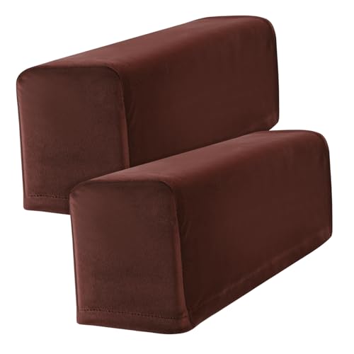 BESPORTBLE 2Pcs Polyester Sofa Armlehnenbezug Stretch Elastischen Armlehnenschutz Schonbezug Couch Sesselbezug Wohnkultur (Kaffee) von BESPORTBLE