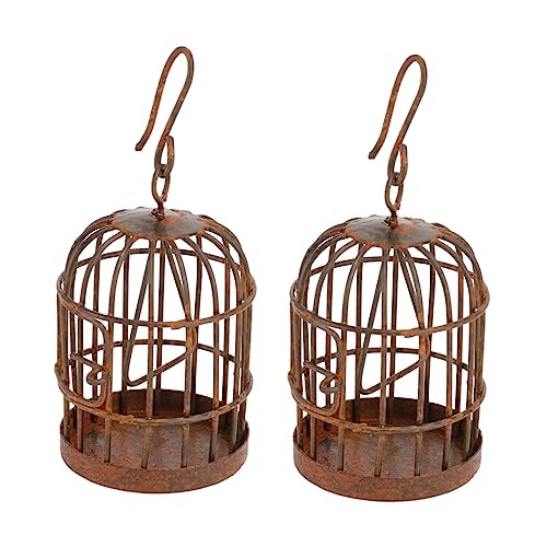 BESPORTBLE 2er Set Mini Vogelkäfig Deko Im Vintage-Stil – Metall Kerzenhalter Für Garten Und Feengarten – Shabby Chic Miniatur Ornamente Zur Kreativen Dekoration Von Sukkulenten Und von BESPORTBLE
