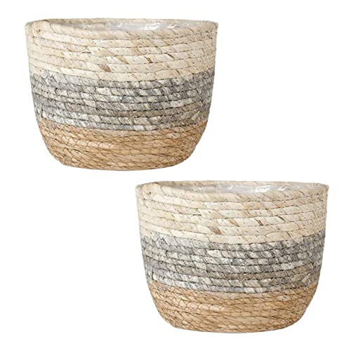 BESPORTBLE 2st Blumenkorb Pflanzgefäß Aus Geflochtenem Korb Tischkörbe Geflochtene Blumenkübel Bauernblumentöpfe Geflochtene Mehrzweckkörbe Vase Gras Rattan Behälter Für Blumenarrangements von BESPORTBLE