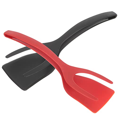 2st Grip And Flip Spatula Tongs: Eierspatel Aus Silikon Umdrehen Pfannenwender Zange Kuchencreme Butterspatel Eierwender Spatel Küche Braten Pfannenwender 2 in 1 Spiegeleier Kieselgel von BESPORTBLE