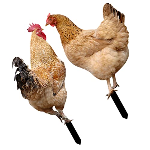 BESPORTBLE 2st Gartendekoration Gras Solarleuchten Im Freien Huhn Hühner-hahn-Figuren Hühnerbarsch Rasen Stoffklammern Im Querformat Gartenpfähle Gartentierpfahl Hahn Tierpfähle Acryl von BESPORTBLE