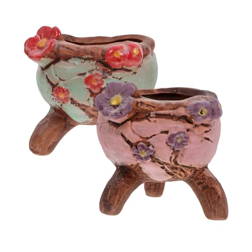 BESPORTBLE 2stücke Sukkulententöpfe Aus Grober Niedliche Blumentöpfe Für Pflanzen Atmungsaktive Pflanzgefäße Für Zuhause Und Garten Für Kleine Pflanzen Und Dekoration von BESPORTBLE