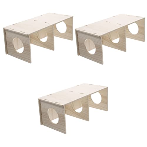 BESPORTBLE 3 Stück Hamsterhaus aus Massivem Holz Mittlere Beißfestes Versteckspielzeug für Hamster Meerschweinchen und Kleine Nager Langlebiges Geruchsfreies Häuschen zum Schlafen und von BESPORTBLE