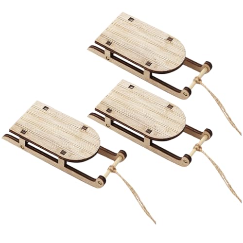 BESPORTBLE 3 Stück Mini Schlitten Miniatur Holz Mini Schlitten Kit Tischplatte Holz Schlitten von BESPORTBLE