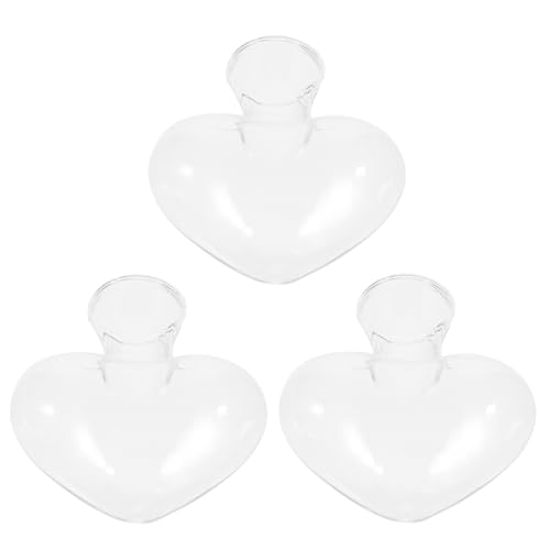 BESPORTBLE 3 Stück Teiliges Hydroponik Glasvase Herzförmige Glasvase Schmale Deko Pflanzgefäße für Zimmer Büro Wohnzimmer von BESPORTBLE