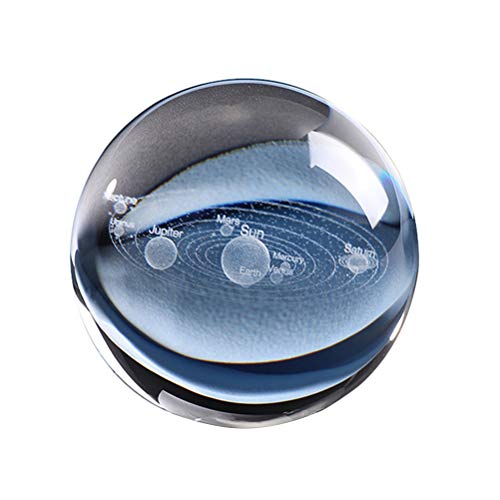 BESPORTBLE 3D Sonnensystem Kristallkugel Klar Planeten Pädagogische Kugel Kosmische Modell Gravierte Glaskugel Kugel für Zuhause Wohnzimmer Büro Decor von BESPORTBLE