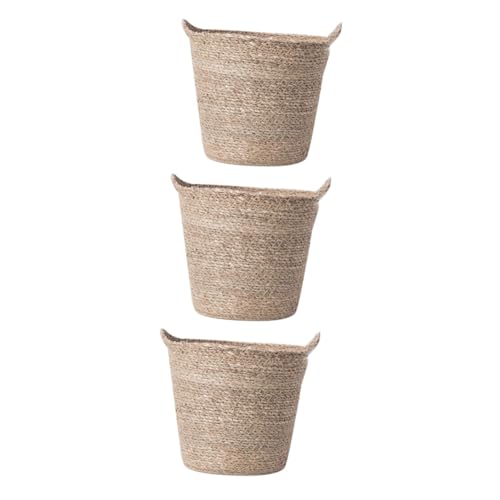 BESPORTBLE 3stücke Geflochtener Blumentopf Handgefertigter Runder Pflanzkorb Für Innenräume Vielseitig Einsetzbar Als Aufbewahrungskorb Oder Pflanzgefäß Aus Robustem Material Für von BESPORTBLE
