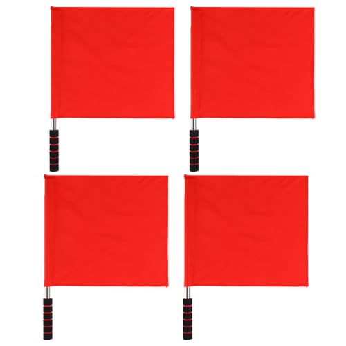 BESPORTBLE 4 Stück Rote Kommandierende Flagge Wehende Fahne Warnsignalflagge Fußballflagge Offizielle Flagge Rennleitungsflagge Verkehrskontrollflaggen Stoff Rangieren Schiedsrichter von BESPORTBLE