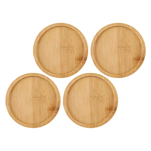 BESPORTBLE 4 Stück Holzteller Essbrett Pizzateller 15cm Holz Blumentopf Untersetzer Holzbrett Servierbrett Fleischteller Holzgeschirr Vesperteller Servierplatte Schneidebrett Frühstücksbrett von BESPORTBLE