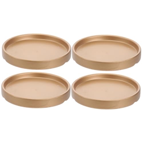 BESPORTBLE 4 Stück Keramik Untersetzer Blumentopf Goldfarbene Pflanzenteller rutschfest Robust für Garten Balkon Pflanzenbasis von BESPORTBLE