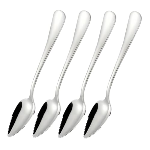 BESPORTBLE 4 Stück Teiliges Fruchtpüree Löffel Set aus Edelstahl mit Gezahnter Kante zum Einfachen Schaben von Apfel und Fruchtpüree für Kleinkinder Sicheres Zubehör von BESPORTBLE