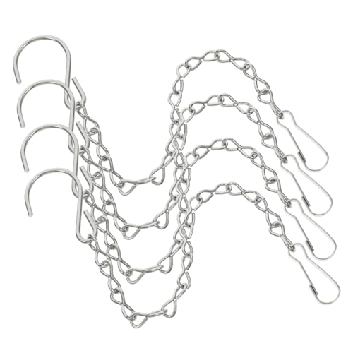 BESPORTBLE 4 Stück Teiliges Silberne Hängende Metallkette mit S Haken Robuste Eisenkette zum Aufhängen von Blumenampeln Pflanzgefäßen Vogelfutterhäuschen und Laternen für Innen und Außen von BESPORTBLE